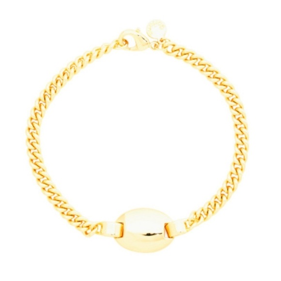 Gorjana New 18k Gold Plated Brass Lou Tag Bracelet Timeless MSRP $85.00 - Picture 1 of 7